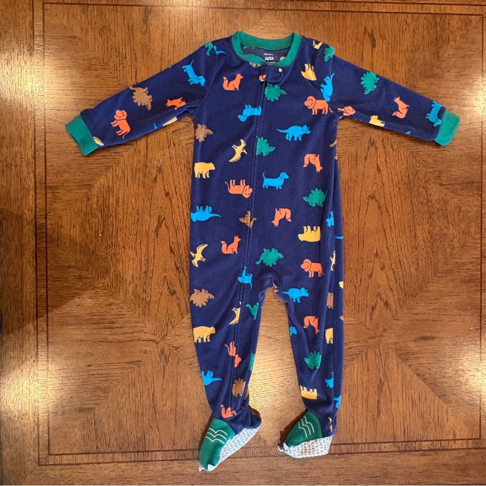 Carter's Blue Dinosaur Print Footie Pajama